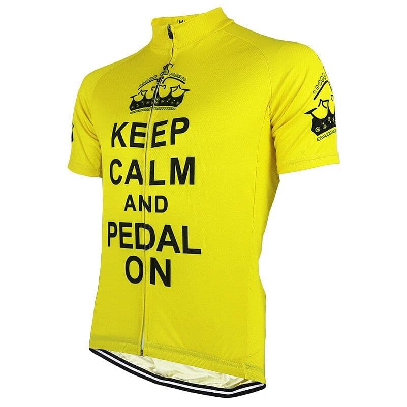 Keep Calm Pedal On Yellow Cycling Jersey