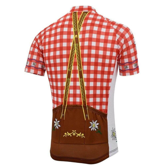 Red Lederhosen Cycling Jersey.