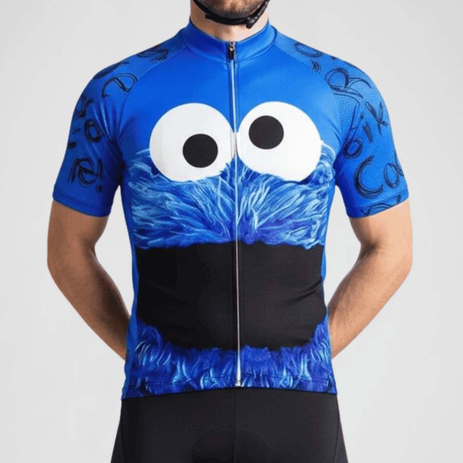 Cookie Monster - Ride, Bike, Eat Cookie! Cycling Jersey | New Year Sale, Men's Size XS - Blue | Funny Novelty Cycling Jersey