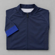 GG BASICS Blue With Light Blue Sleeve Cycling Jersey folded showing the jersey design