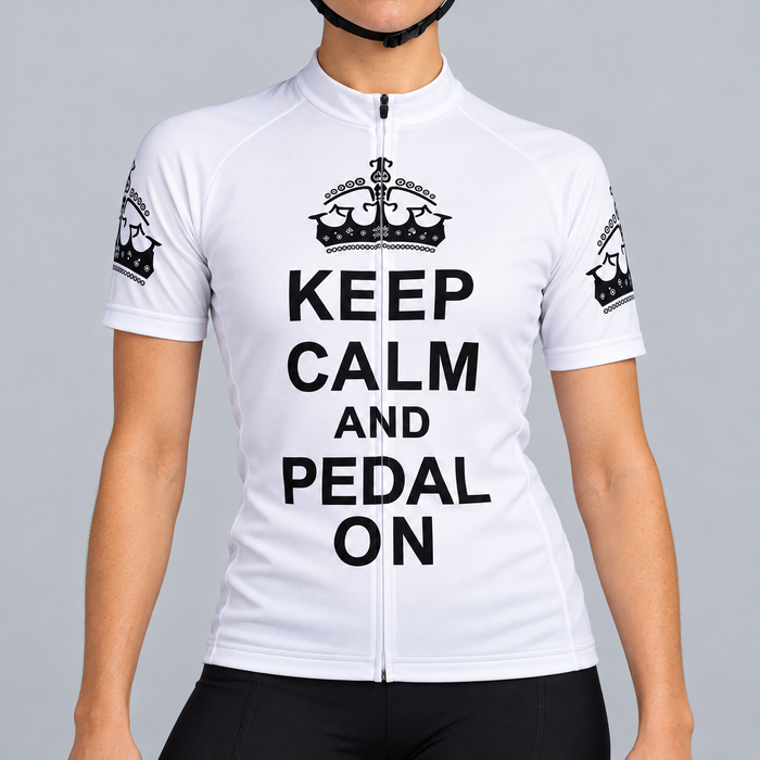 Keep Calm & Pedal On - White Cycling Jersey