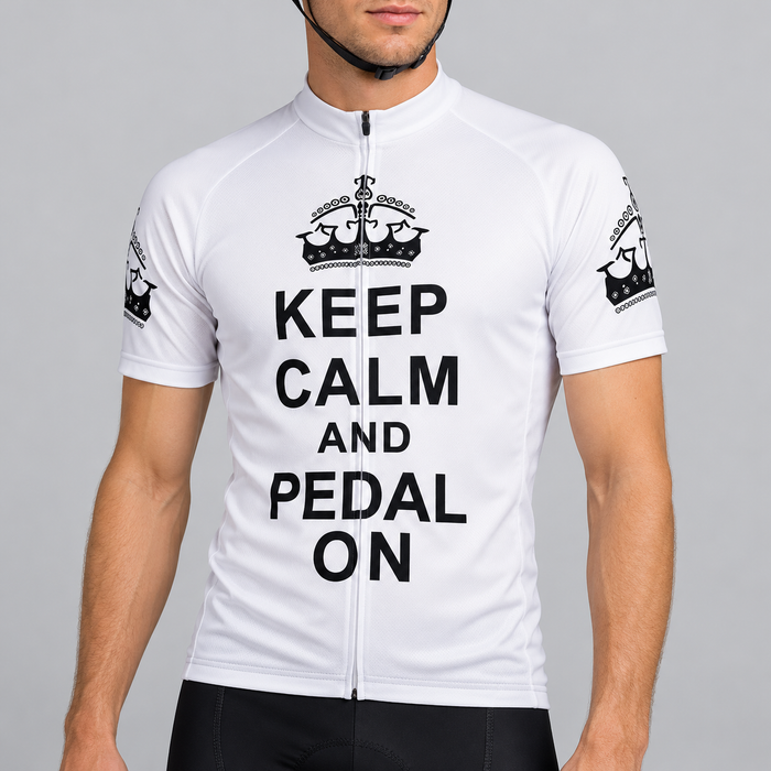 Keep Calm & Pedal On - White Cycling Jersey