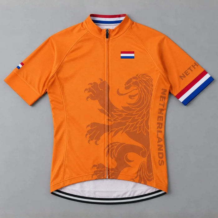 Netherlands Cycling Jersey laid flat showing the front design