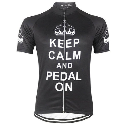 Keep Calm & Pedal On - Black Cycling Jersey.