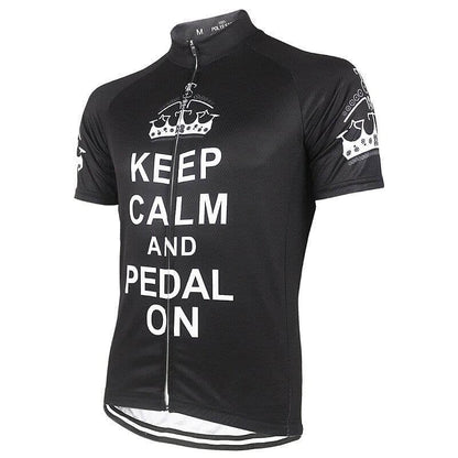 Keep Calm & Pedal On - Black Cycling Jersey.