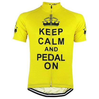 Keep Calm & Pedal On - Yellow Cycling Jersey.