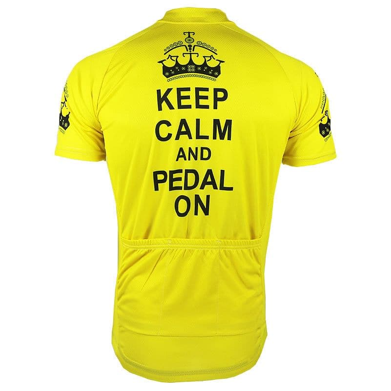 Keep Calm & Pedal On - Yellow Cycling Jersey.