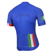 Italy Cycling Jersey (Blue with Flag Trim Sleeve).