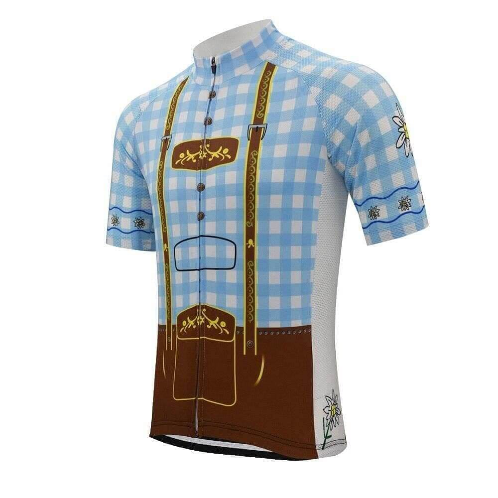Blue Lederhosen Cycling Jersey.