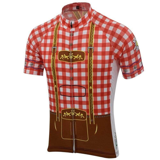 Red Lederhosen Cycling Jersey.