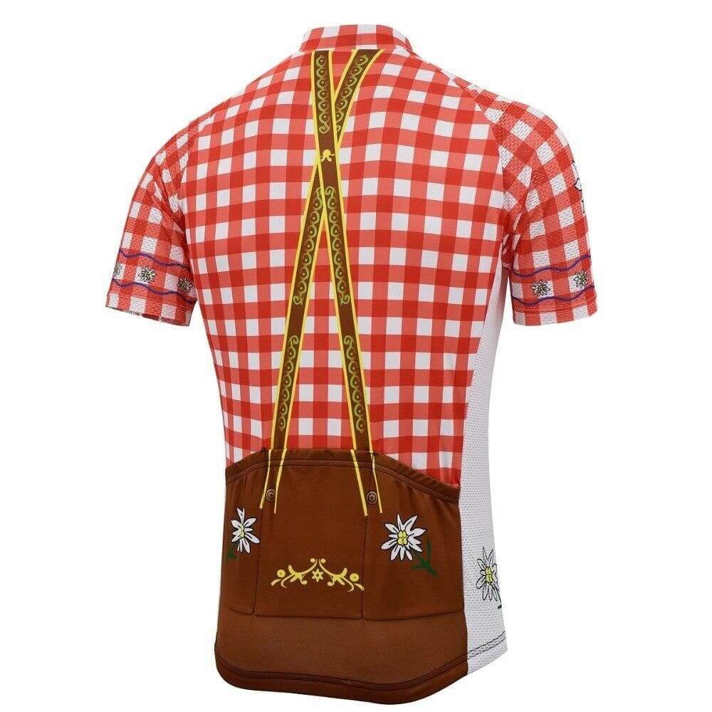 Red Lederhosen Cycling Jersey.