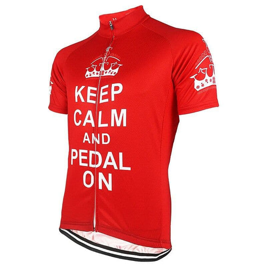 Keep Calm & Pedal On - Red Cycling Jersey.