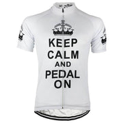 Keep Calm & Pedal On - White Cycling Jersey.