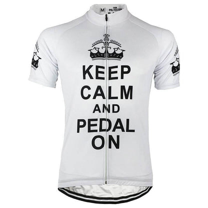 Keep Calm & Pedal On - White Cycling Jersey.