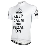 Keep Calm & Pedal On - White Cycling Jersey.