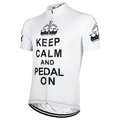 Keep Calm & Pedal On - White Cycling Jersey.