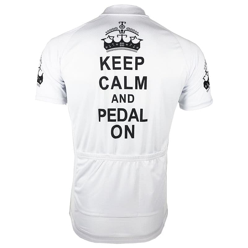 Keep Calm & Pedal On - White Cycling Jersey.