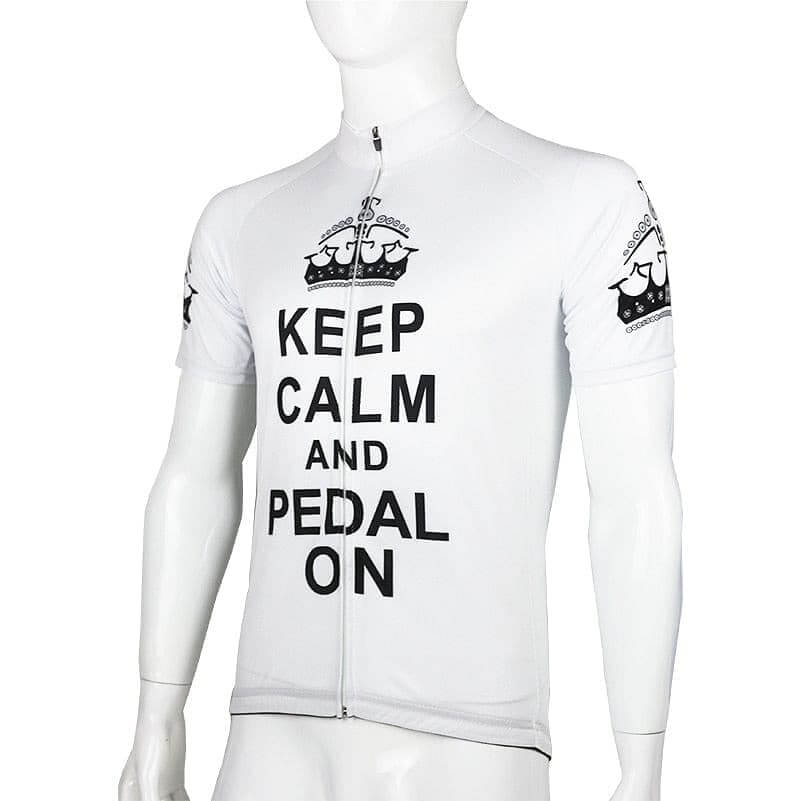 Keep Calm & Pedal On - White Cycling Jersey.