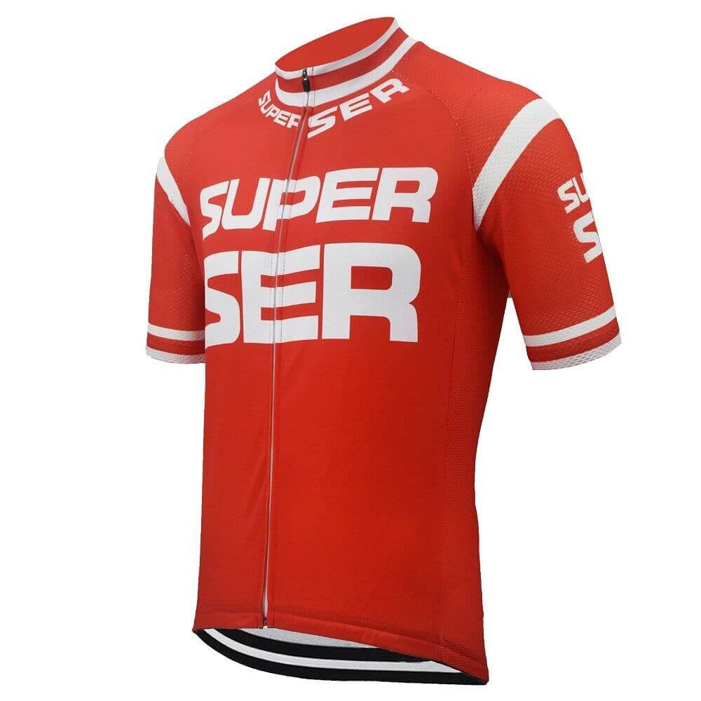 Retro Super Ser Cycling Jersey - Red.