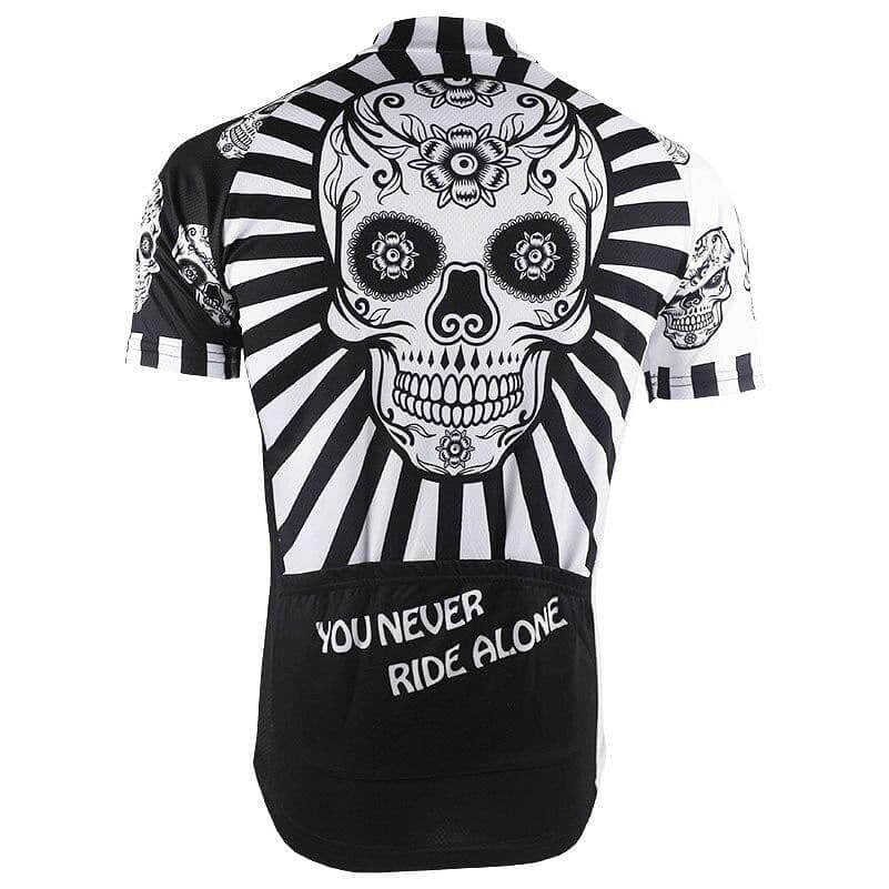 Flower Skull Print Cycling Jersey.