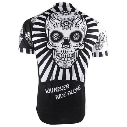Flower Skull Print Cycling Jersey.