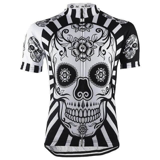 Flower Skull Print Cycling Jersey Short Sleeve Granny Gear