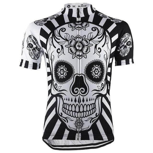 Flower Skull Print Cycling Jersey.