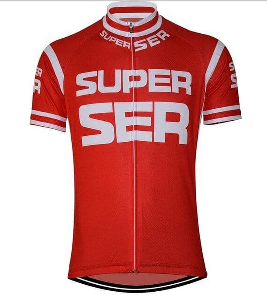 Retro Super Ser Cycling Jersey - Red.