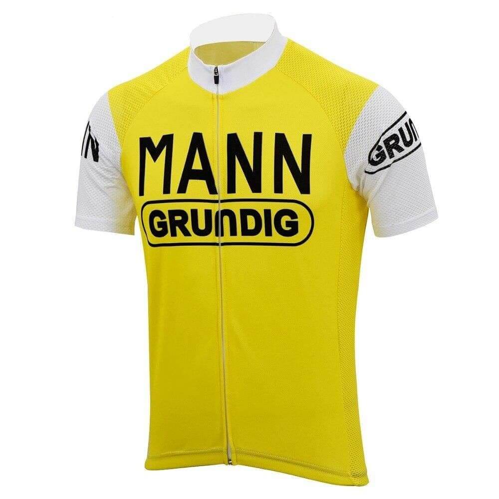 Dr. Mann Grundig Retro Cycling Jersey - Short Sleeve - Yellow.