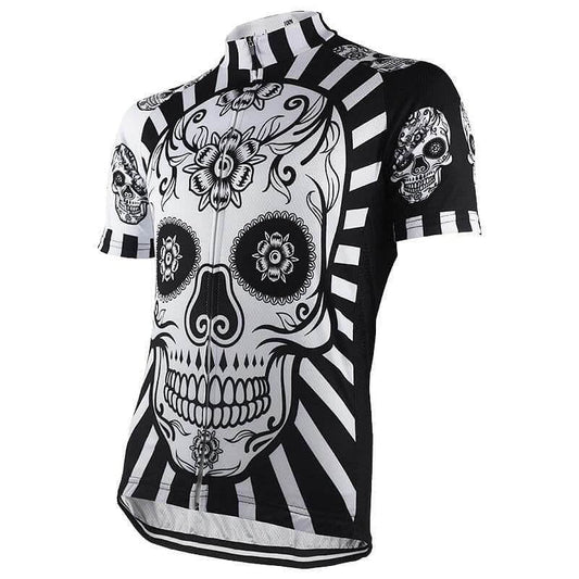 Flower Skull Print Cycling Jersey.